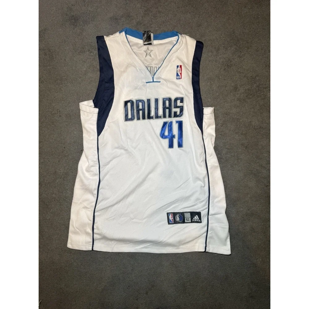 Adidas Dallas Mavericks Dirk Nowitzki #41 Jersey Size 52 NBA White